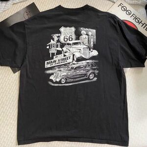 Vintage 2000s Stussy Route 66 T Shirt XL Black Y2K Car Graphic USA